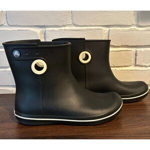 Crocs Womens Black Waterproof Ankle Rain Boots Size 9